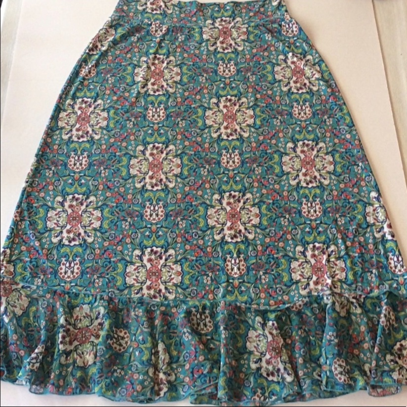Bisou Bisou Teal Floral Maxi Skirt Size 1x